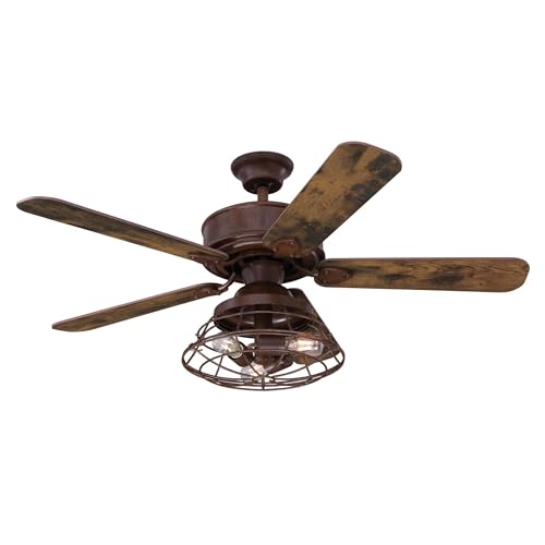 Westinghouse 74001B00 Vintage-Style Barnett, Smart WiFi Ceiling Fan Compatible with Amazon Alexa and Google Home with LED Light, Remote Control, 48 Inch, Barnwood Finish, Cage Shade