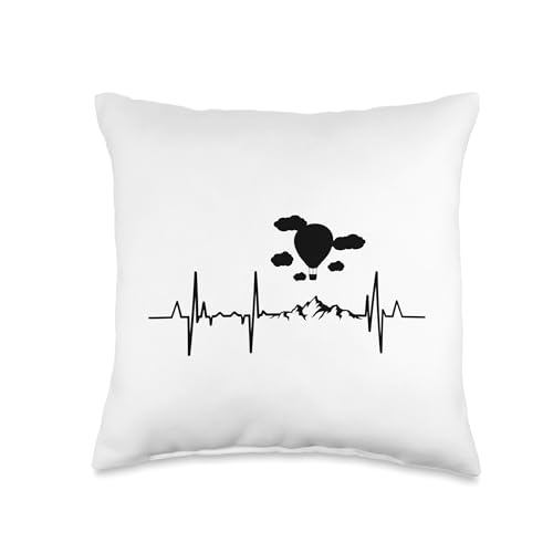 My Heart Beats For Ballooning Balloonist ECG Throw Pillow