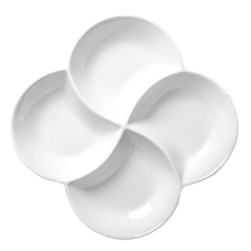 LABRIMP Multi-grid Snack Plate Premium Dried Fruit Dish Divided Serving Tray for Candies Nuts Snacks Elegant White Snack Serving Platter for Entertaining