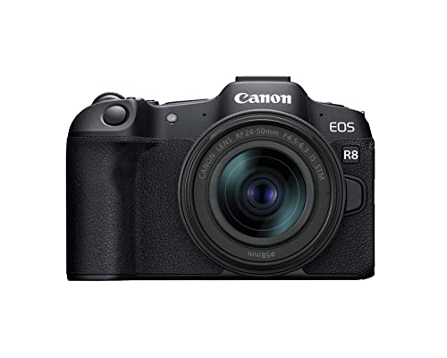 Canon EOS R8 Mirrorless Camera RF24-50mm F4.5-6.3 is STM Lens Kit, Full-Frame Hybrid Camera, 24.2 Megapixel CMOS Image Sensor, 4K Video, Content Creator Vlogging Camera, Black