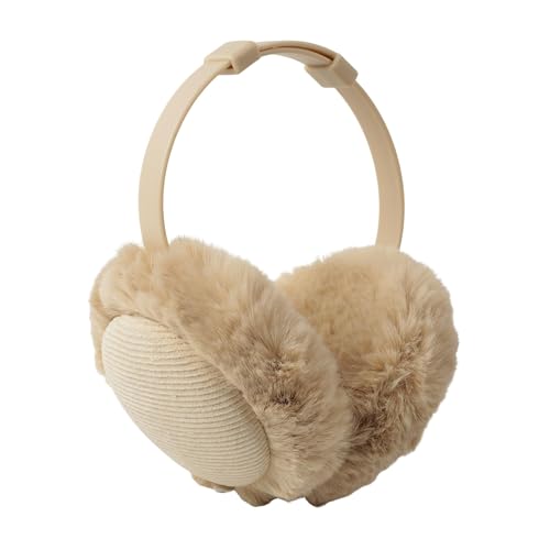 Adjustable & Thickened Winter Warm Plush Earmuffs: Ear Warmers Cover with Fluffy, Fuzzy Fabric & Cute Design to Keep Ears Warm | Orejeras Para Ruido y El Frio, Ideal for Both Women, Men (Color: Beige)