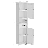 Homhedy 67" H Tall Bathroom Storage Cabinet with 2 Barn Doors and 1 Drawer, Narrow Storage Unit, Adjustable Shelves, Floor Cabinet for Bathroom, Living Room, Entryway, Kitchen, White, (15.7" W)