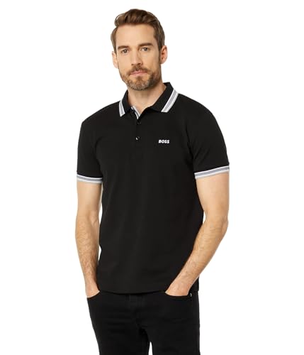 BOSS Green Men's Paddy Polo Shirt, Black, L