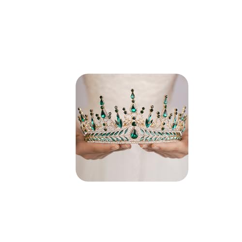 JWICOS Baroque Green Tiara Crown for Women - Rhinestone Wedding Tiara and Prom Pageant Birthday Party Valentine's Costume