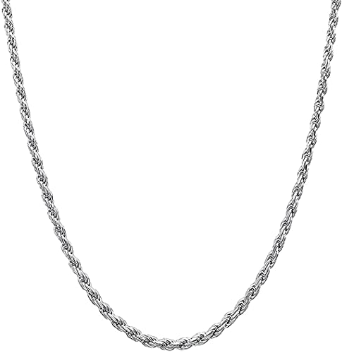 Verona Jewelers Sterling Silver Diamond-Cut Rope Chain Necklace 2MM, 2.5MM, 3MM- 925 Braided Twist Italian Necklace (20, 2.5MM)