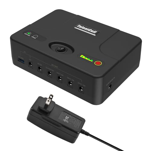 TalentCell Mini UPS Uninterrupted Power Supply, 142.08Wh DC 24/19/15/12/9/5V Lithium ion Battery Pack, Multiple Output for Wireless Router, Modem, LED Light, CCTV Camera and More
