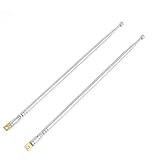 E-outstanding 1 Pair AM FM Radio Universal Antenna, 62.5cm 24.6" Length 4 Section Telescopic Stainless Steel Replacement Antenna Aerial for Radio TV