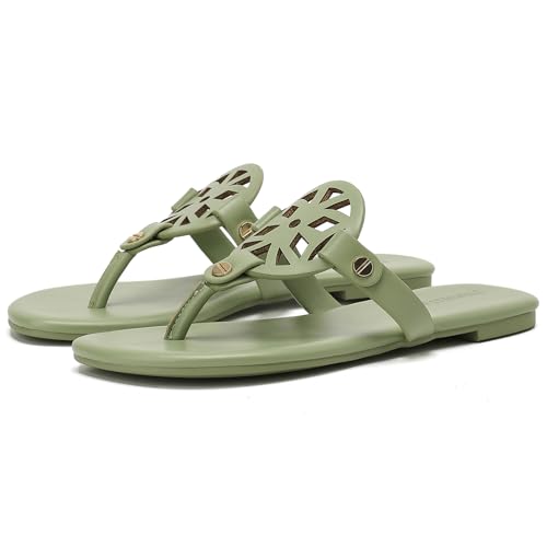 Stratuxx Kaze Flip Flops for Women with Memory Foam, Women's Flat Sandals Dressy Slide Sandals Comfortable Slippers for Women Green sandals
