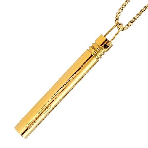 Breathlink Necklace for Anxiety & Stress Relief - Meditation & Relaxation Tool for Mindful Breathing - Stainless Steel Breathing Necklace to Quit Smoking & Vaping - Stylish Wellness Gift for Adults