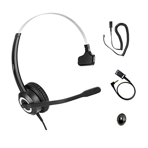 Phone Headset Noise Cancelling Mic RJ9 U10P Bottom Cable Compatible with Polycom VVX, Mitel, Shoretel, Nortel (Avaya) Phones