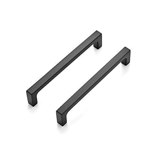 Ravinte 30 Pack Solid 5 Inch Kitchen Square Cabinet Handles Matte Black Pulls Drawer Pulls Kitchen Cabinet Hardware Flat Black Handles