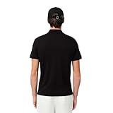 Lacoste Mens Short Sleeve Pima Jersey Interlock Regular Fit Polo, Black, Large