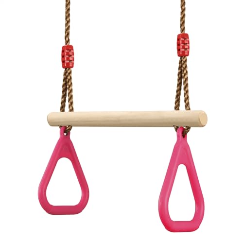 PELLOR Trapeze Bar Gym Rings -Trapeze Swing Bar for Playground Accessories Monkey Bars with Adjustable Rope Kit Equipment for Children Adult
