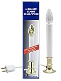 Creative Hobbies Electric Window Candle Lamp with Brass Plated Base, Dusk to Dawn Sensor Turns Candle on in Dark and Off in Light, Ready to Use! | 6 Pack