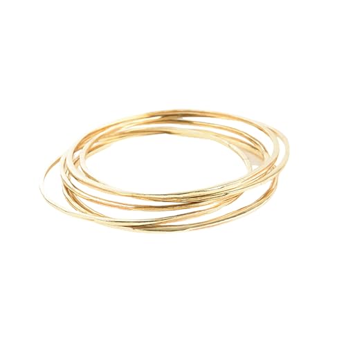 INK + ALLOY Thin Gold Bangles for Women, Katherine Boho Stackable Bracelets, Handmade Jewelry for the Modern Bohemian, Set of 6 (Gold)