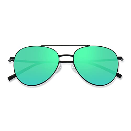 HELES Nearsightedness Myopia Eyeglasses Polarized Green Mirrored Driving Sunglasses **These are Not Reading Glasses**-Black Frame||-1.75 Diopters