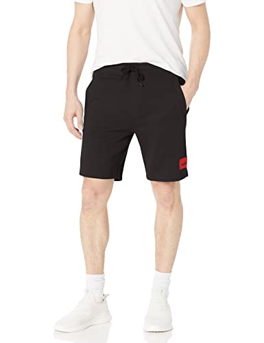 HUGO Boss Mens Big Square Logo Jersey Shorts Sweatpants, Black, Small US