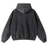 KEEPSHOWING Womens and Mens Zip Up Hoodies Long Sleeve Fall Oversized Sweatshirts Acid Wash Y2K Jacket with Pockets(Black S)