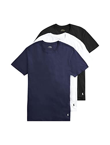 POLO RALPH LAUREN Classic Fit Undershirt w/Wicking 3-Pack Crews Cruise Navy/White/Black MD