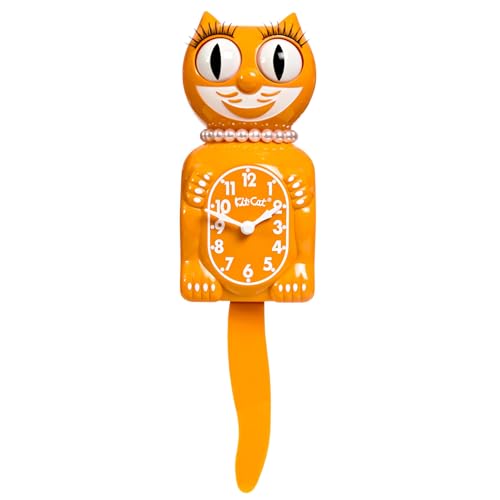 Kit-Cat Klock Limited Edition Festival Orange - Cat Clock with Moving Eyes and Tail, Battery Operated Wall Clock, Made in USA, Modern Clock
