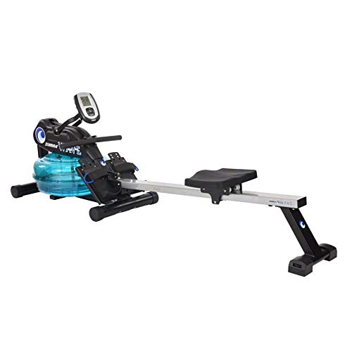 Stamina Elite Wave Water Rowing Machine Foldable Rower w/ Fitness Coaching App, No Subscription Required - Wireless Heart Rate Monitor Included - Rowing Machines for Home Use