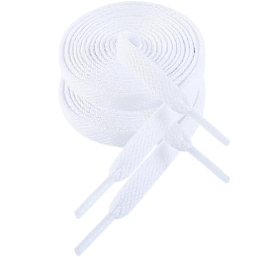 VSUDO 32 Inch Flat Snow White Shoe Laces for Sneakers, Shoelaces for Sneakers, Replacements Cordones para Tenis de Niño (1 Pair-Snow White-80CM)