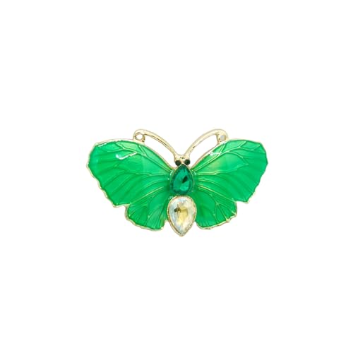 Teyolo Green Butterfly Brooches for Women Enamel Butterfly Lapel Pins Brooch Elegant Dress Accessories Jewelry