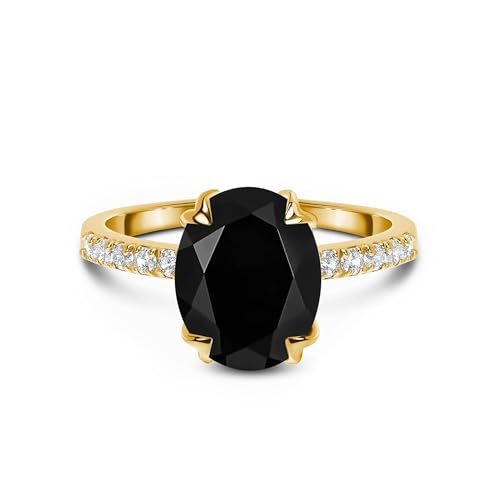 Moon Magic - Authentic Black Obsidian Ring - Harlow / 18K Yellow Gold Black Stone Ring for Women/Genuine Gemstone