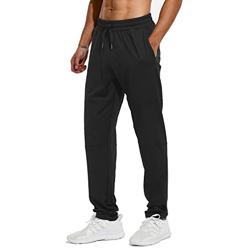 HODOSPORTS 32"/34"/36"/38"/40" Inseam Tall Mens Sweatpants Zipper Pocket Extra Tall Joggers Workout Pants Black-36-L