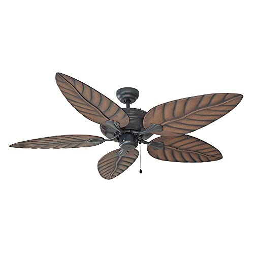 Design House 154104 Martinique 52-Inch Decorative Indoor/Outdoor Ceiling Fan with Leaf Blades, Oil Rubbed Bronze