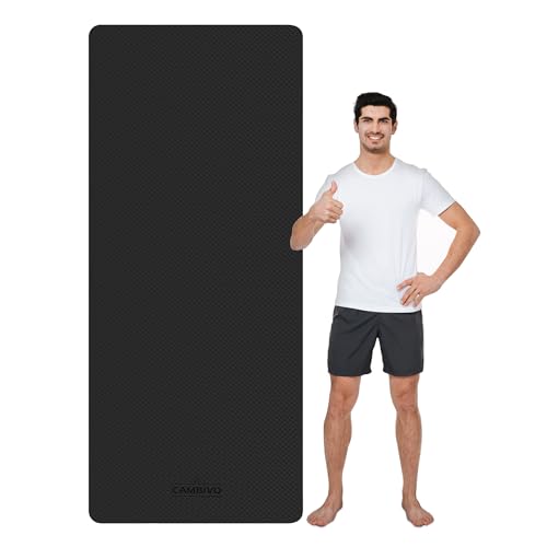CAMBIVO Yoga Mat for Men and Women, Extra Long and Wide (84'' x 32'' x 1/4 inch) TPE Workout Mat, Large Exercise Fitness Mat for Yoga, Pilates, Workout, Non Slip(Black)