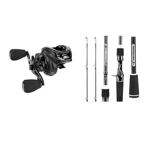 KastKing Zephyr Baitcasting Fishing Reel, Right Handed, Black & KastKing Perigee II Fishing Rods, Casting Rod 7ft - Medium and Medium Heavy - Fast - Twin-tip Rod (2Tips+1 Butt Section)