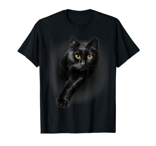 Black Cat Yellow Eyes T-Shirt Cats Tee Shirt Gifts T-Shirt