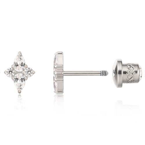 Limerencia Titanium Hypoallergenic G23 Implant Grade Screw Back Earrings Tragus 20G Helix F136 Piercing Post for Sensitive Ears Cartilage