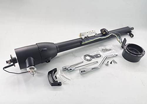 Pateyney 32" Auto Column Shift Tilt Steering Column with Key & Wheel Adapter Black