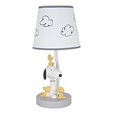 Lambs & Ivy Classic Snoopy & Friends White/Gray Nursery Lamp with Shade & Bulb