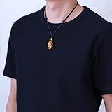 AMORWING Genuine Tiger Eye Buddha Head Pendant Necklace