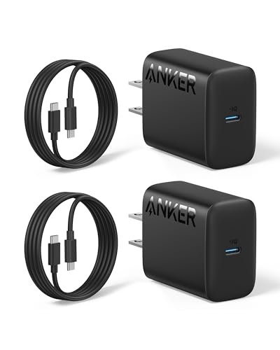 Anker 25W USB-C Super Fast Charger, Anker Charger (Non-Foldable) with USBC Cable, Supports PPS Fast Charging for Samsung Galaxy S23 Ultra/S23+/S23/S22/S21/S20/Note 20, & More 2Pack 5ft Cable Included