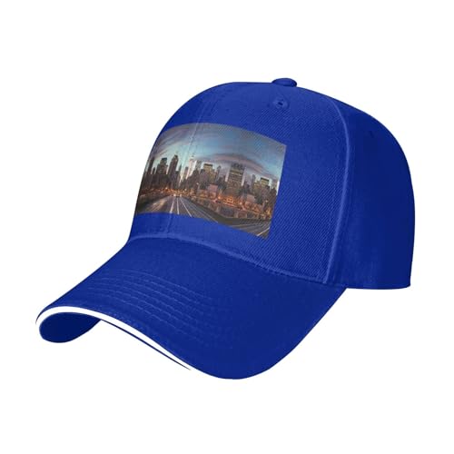 New York City Print Casquette,100% Polyester Baseball Cap Classic Unisex Blue