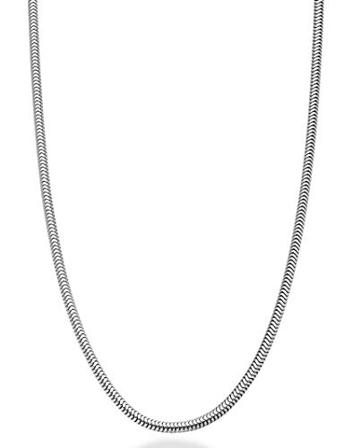 Miabella 925 Sterling Silver Italian 1.5mm, 2mm, 2.5mm Round Snake Chain Necklace for Women Made in Italy (20, 2.0mm)