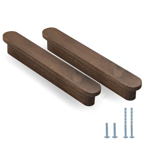 Evionlin 5 in Walnut Wood Kitchen pulls cabinets Handles Furniture Dresser Wardrobe Cupboard Drawer Handles 6 pcs