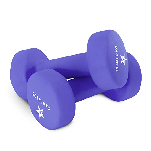 Yes4All Neoprene Coated Dumbbell Hand Weight Sets of 2 - Multiple Weight Options with 15 Colors, Anti-roll, Anti-Slip, Hexagon Shape