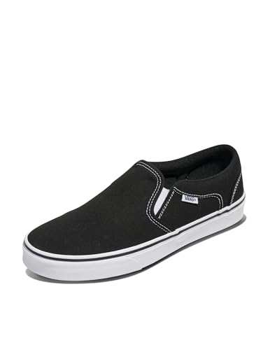 Vans Men's Asher Slip-On Shoe | Comfortable Sneakers for Walking, Fashion & Everyday Wear, Black/White, 13