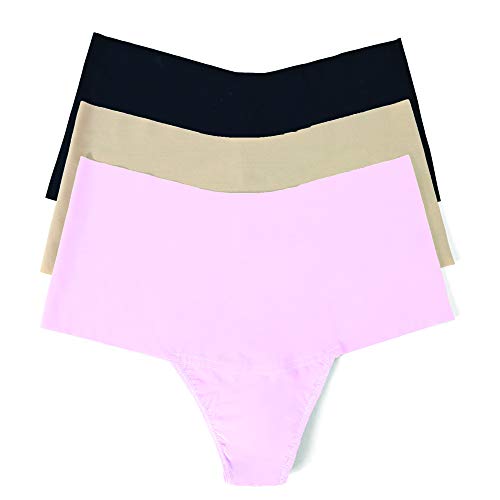hanky panky, Breathe High Rise Thong, Black, Taupe, Bliss, Large, High Waisted Underwear, Sizes S to XL, Handcrafted with Nylon