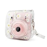 Yitengteng Camera Case for Fujifilm Instax Mini 11/9/8 Camera,adjustable PVC Camera Protective Cover Daisy Transparent Sling Shell Bag with Shoulder Strap