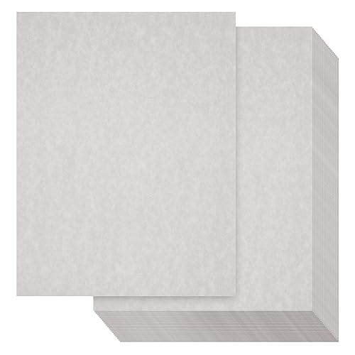 96 Sheets Grey Parchment Paper for Certificates, Resumes, Diplomas, 90 GSM Textured Stationary, Printer-Friendly - Gray Papers for Printing (8.5 x 11 inch)