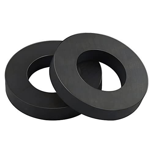 LMCMMAG Ferrite Ring Magnets - OD2.35 x ID1.25 x 10mm,Grade 12 Heavy Duty Ceramic Magnets for Industry Science,Crafts and Hobbies - 2PCS