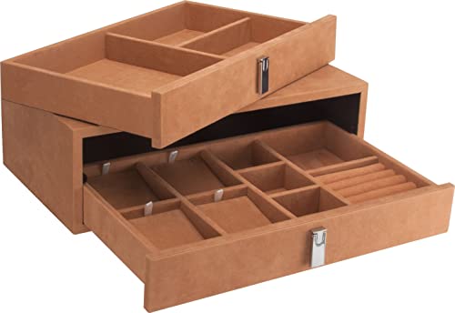 Barska Tan Suede-Lined Storage Drawer Set for Safes – Watches, Jewelry, Wallet, Passport, Glasses Organization with Padded Channels and Necklace Compartments