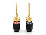 Deadbolt Flex Pin Banana Plugs for Spring Loaded Speaker Terminals, 6 Pairs Gold Plated Plugs