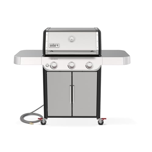 Weber Genesis S-315 Natural Gas Grill for Outdoor Grilling, 3 Burners, Stainless Steel